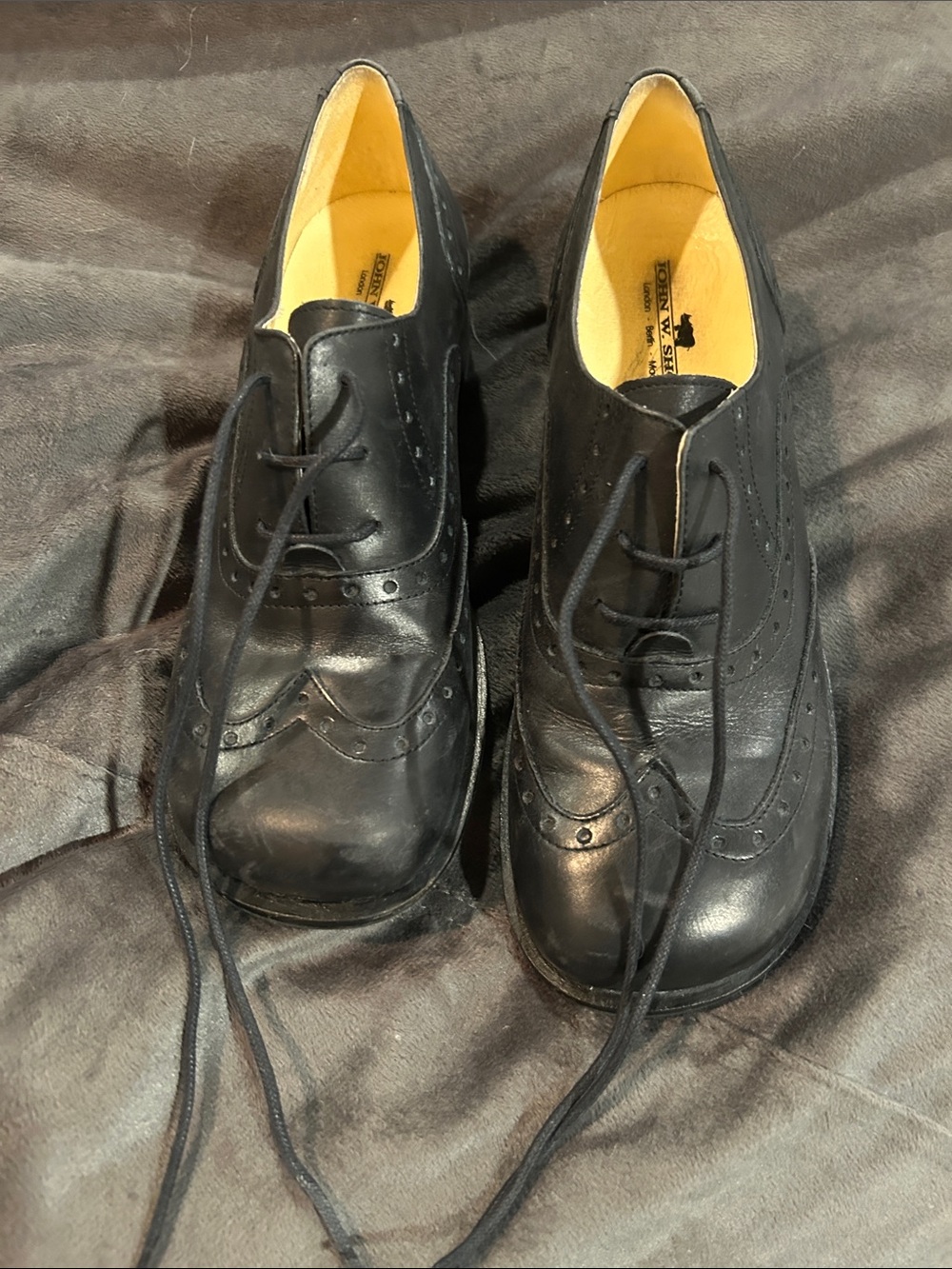 John W Shoes Women’s Black Leather Wingtip Oxfords - Classic Lace-Up Dress Shoes